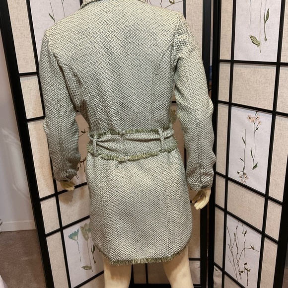 Tulle Avocado and Lime Green Tweed Coat with Fringe - Picture 5 of 11